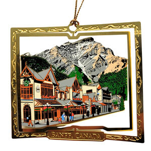 Banff Alberta Canada Ornament Color Brass, Add Year Charm